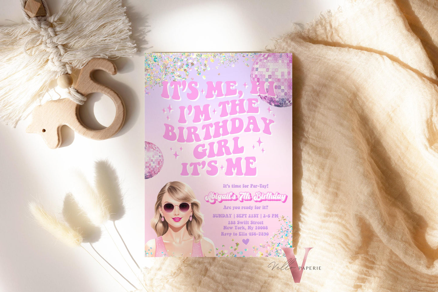 Edit Yourself Par-Tay Birthday Party Invitation | Editable Printable Purple Pink Sparkle TS Party Invite | It's Me Hi Swift Instant Download