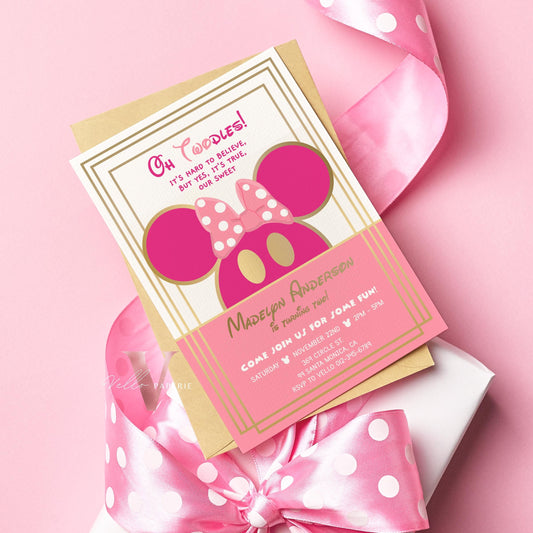 Self Editable Oh Toodles Minnie Mouse Birthday Invitation, Modern Pink Gold Girl Minnie Invite, Pink Gold Toodlers Birthday Instant Download