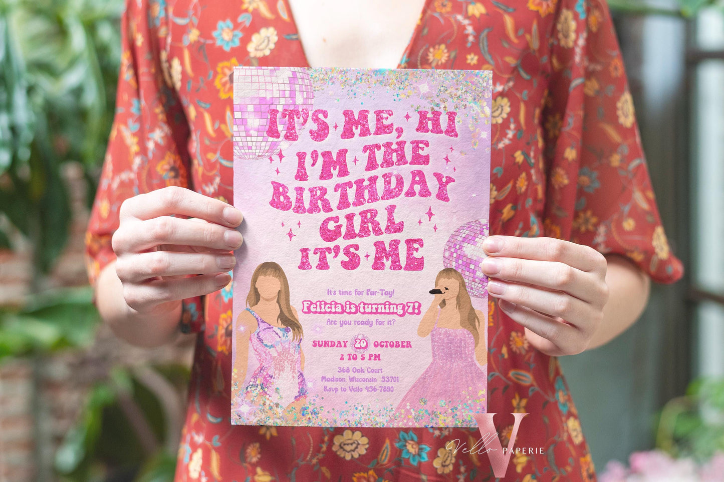 Swifti Par-Tay Birthday Party Invitation | Purple Sparkle Taylor Eras Music Party Invite | It's Me Hi, In my birthday era Instant Template