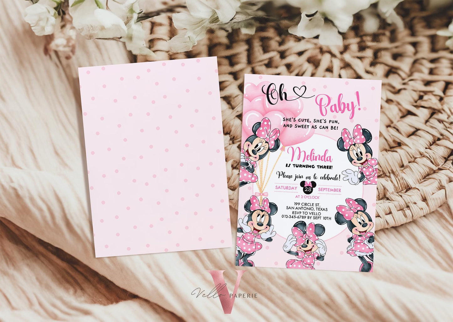 Self Editable Any Age Oh Toodlers Minnie Mouse Birthday Invitation, Light Pink Polka Dot Invite, Small Girl Birthday Party Instant Download