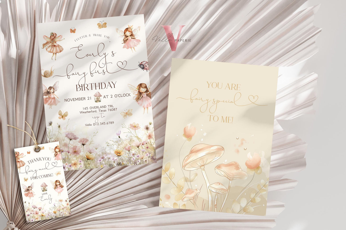 Editable Fairy First Birthday Invitation | Printable Garden Fairy Magical Butterfly | Whymsical Girl 1st Party Invite | Instant Template