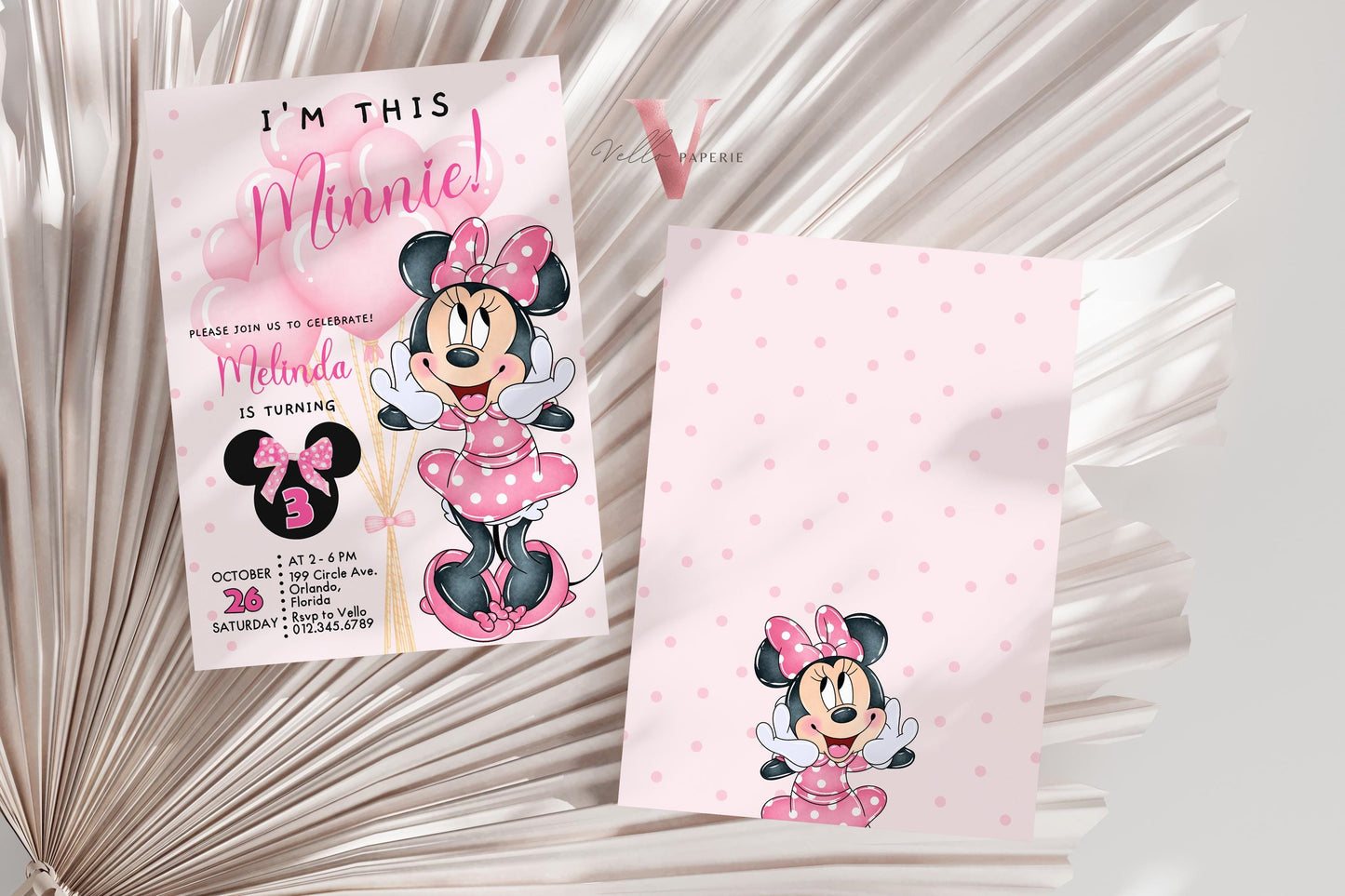 Any Age I'm this Minnie Mouse Birthday Invitation | Editab;e Light Pink Polka Dot Invite, Small Girl Birthday Party Instant Download  MMB02