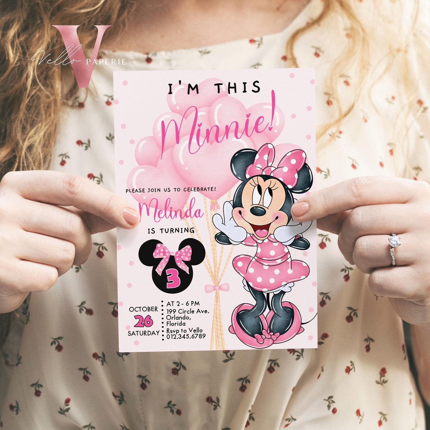 Any Age I'm this Minnie Mouse Birthday Invitation | Editab;e Light Pink Polka Dot Invite, Small Girl Birthday Party Instant Download  MMB02