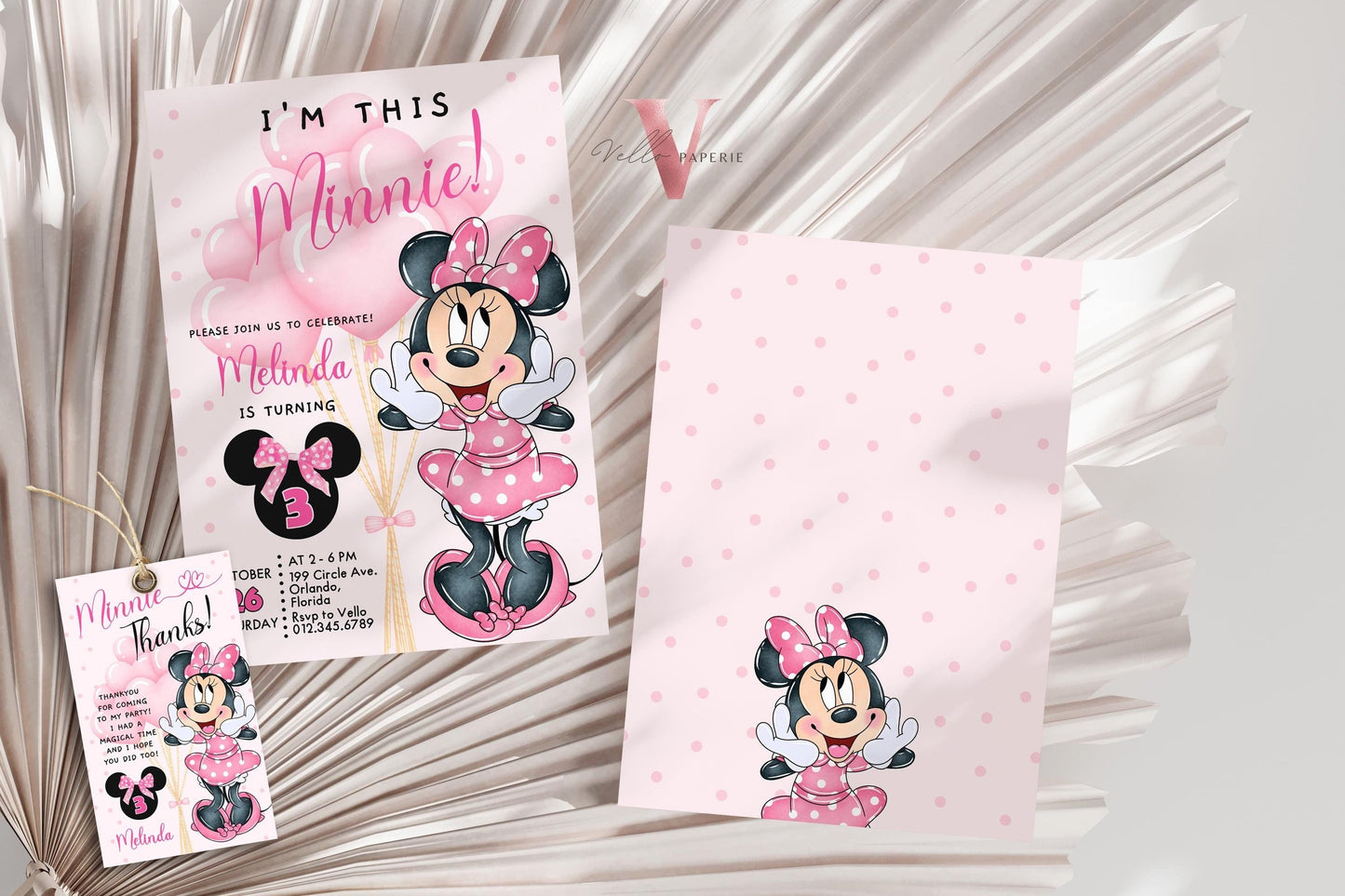 Any Age I'm this Minnie Mouse Birthday Invitation | Editab;e Light Pink Polka Dot Invite, Small Girl Birthday Party Instant Download  MMB02