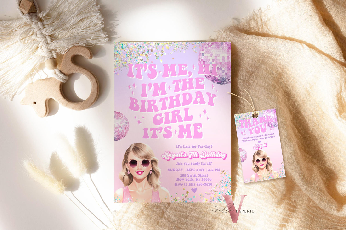 Edit Yourself Par-Tay Birthday Party Invitation | Editable Printable Purple Pink Sparkle TS Party Invite | It's Me Hi Swift Instant Download