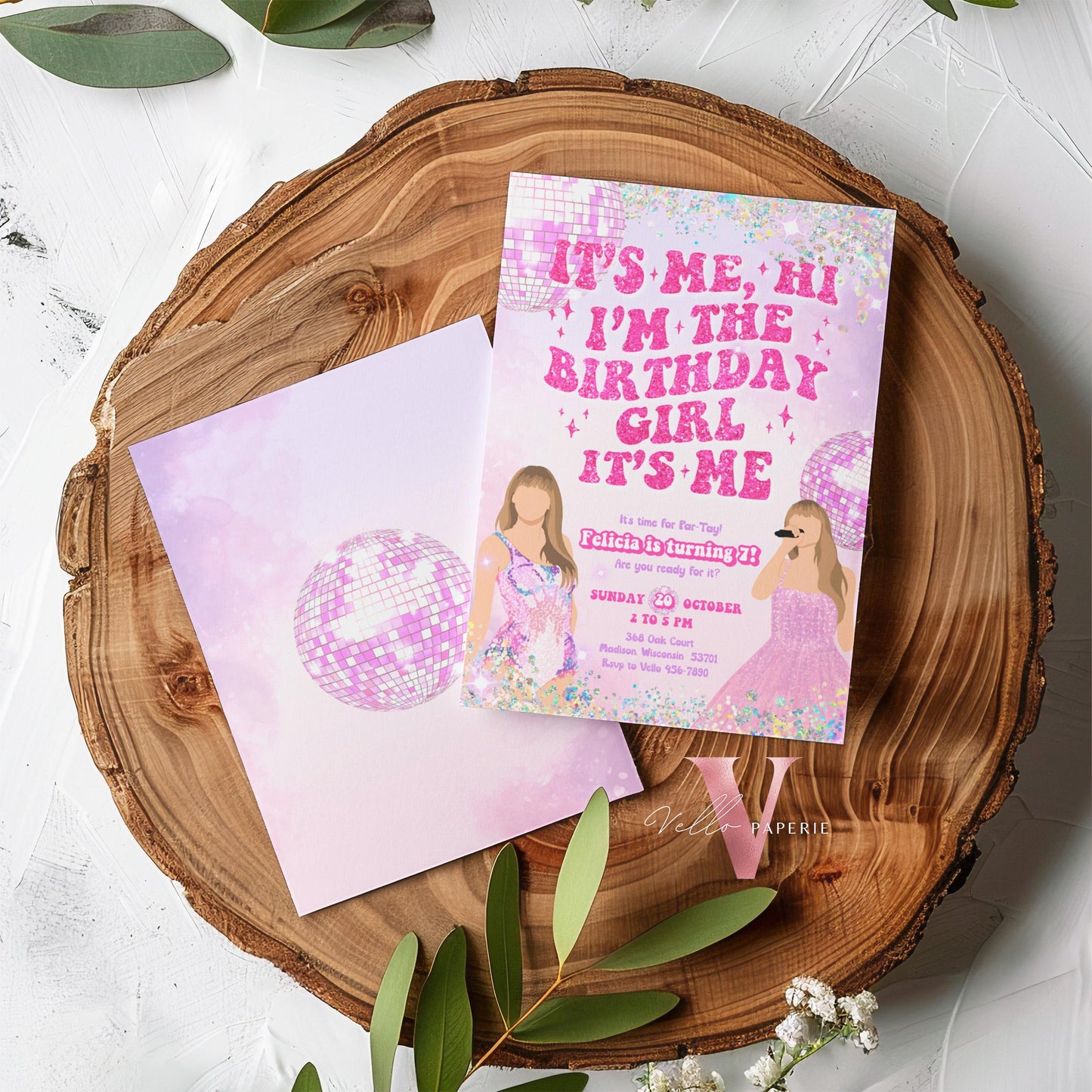 Swifti Par-Tay Birthday Party Invitation | Purple Sparkle Taylor Eras Music Party Invite | It's Me Hi, In my birthday era Instant Template