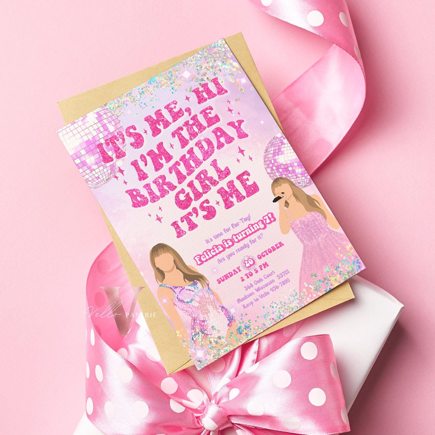 Swifti Par-Tay Birthday Party Invitation | Purple Sparkle Taylor Eras Music Party Invite | It's Me Hi, In my birthday era Instant Template