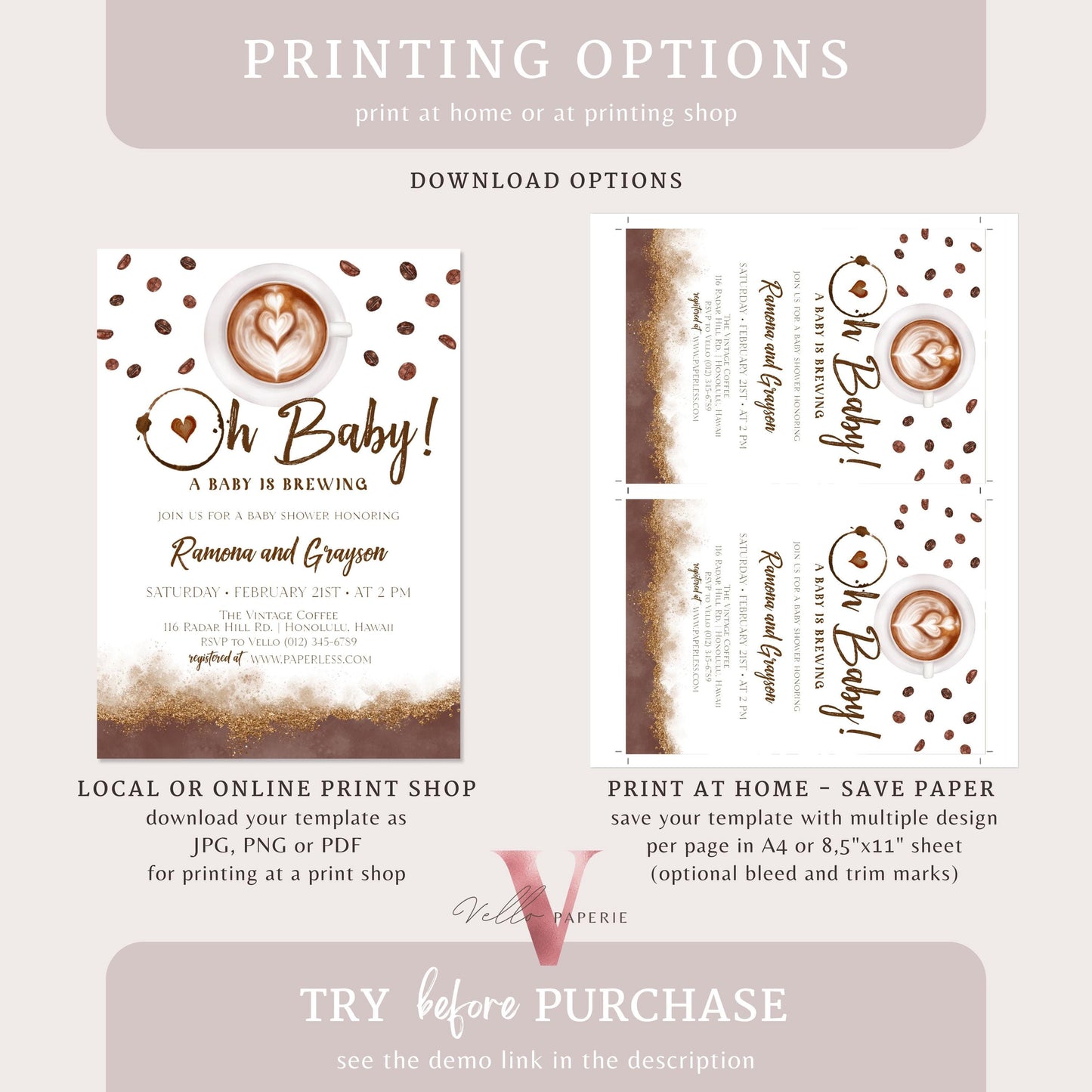 Baby is Brewing Shower Invitation | Editable Coffee Baby Shower Invite | Coffee Lovers Shower Brunch Invitation | Autumn Rustic Baby Brunch