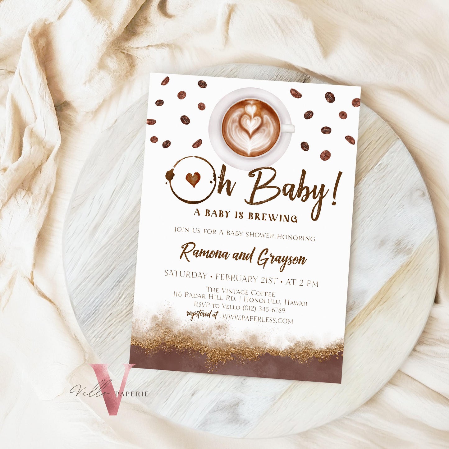 Baby is Brewing Shower Invitation | Editable Coffee Baby Shower Invite | Coffee Lovers Shower Brunch Invitation | Autumn Rustic Baby Brunch