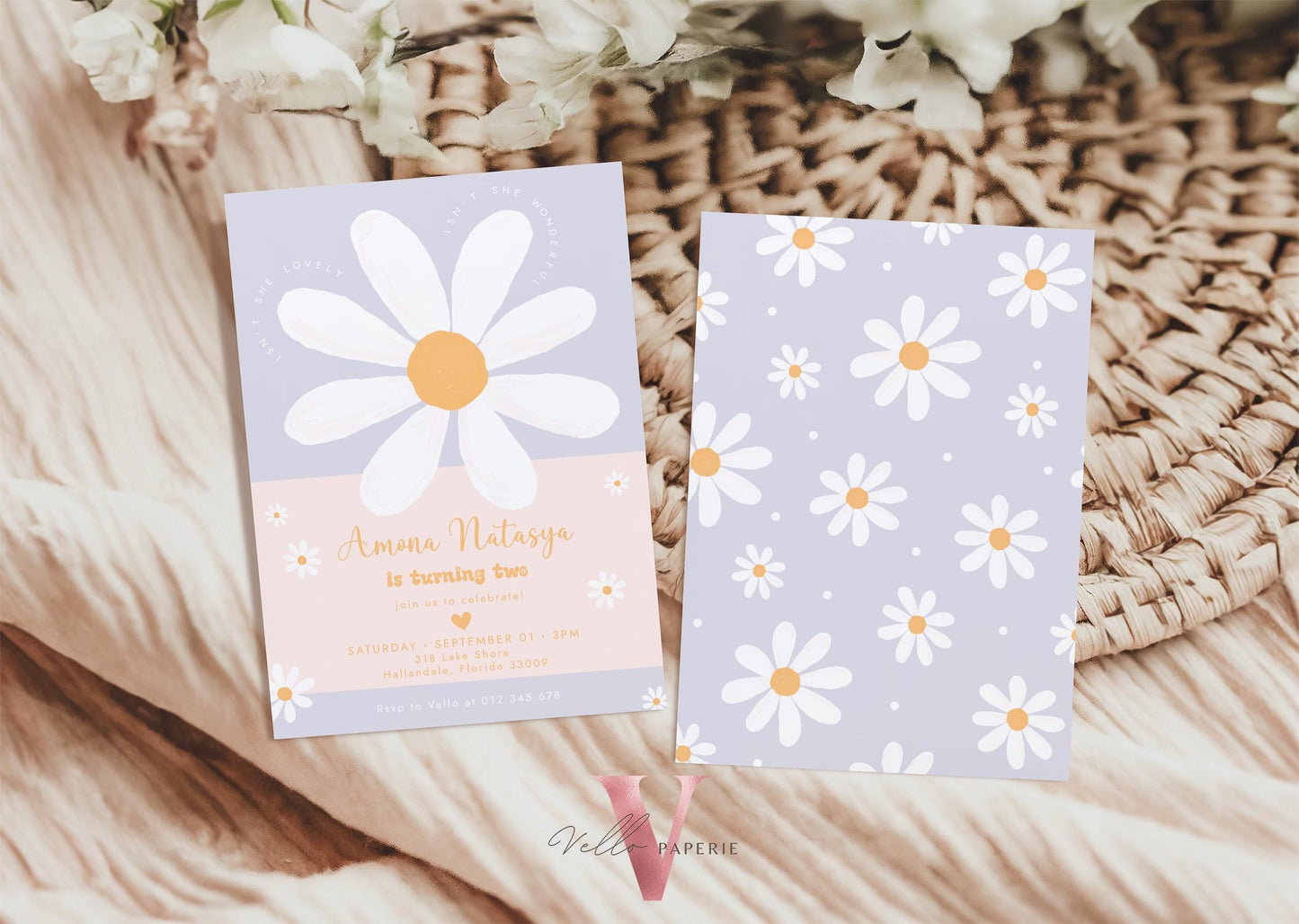 Any Age Boho Daisy Birthday Invitation | Wild Daisy Floral Birthday Invite | Bohemian Daisy Birthday | Isn't She Lovelyy Wonderful Instant