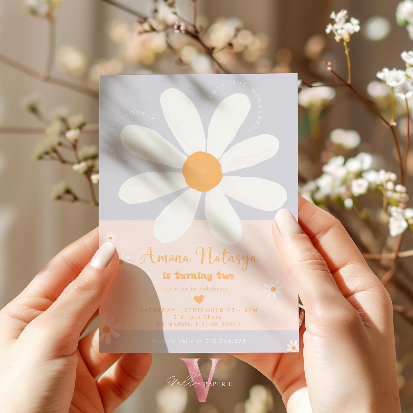 Any Age Boho Daisy Birthday Invitation | Wild Daisy Floral Birthday Invite | Bohemian Daisy Birthday | Isn't She Lovelyy Wonderful Instant