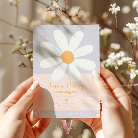 Any Age Boho Daisy Birthday Invitation | Wild Daisy Floral Birthday Invite | Bohemian Daisy Birthday | Isn't She Lovelyy Wonderful Instant