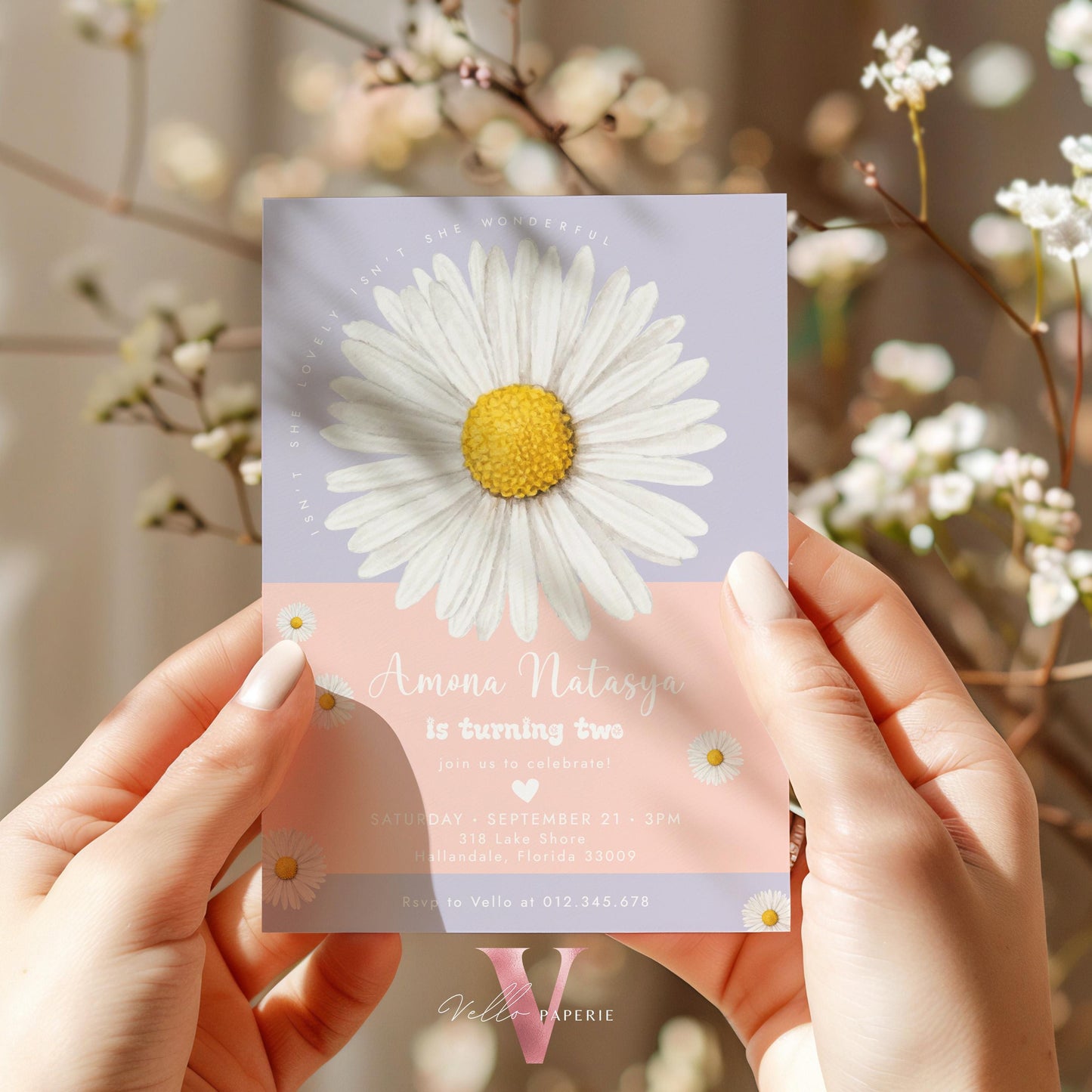 Editable Color Any Age Boho Daisy Birthday Invitation | Wild Daisy Floral Birthday Invite | Bohemian Daisy Birthday | Isn't She Lovely