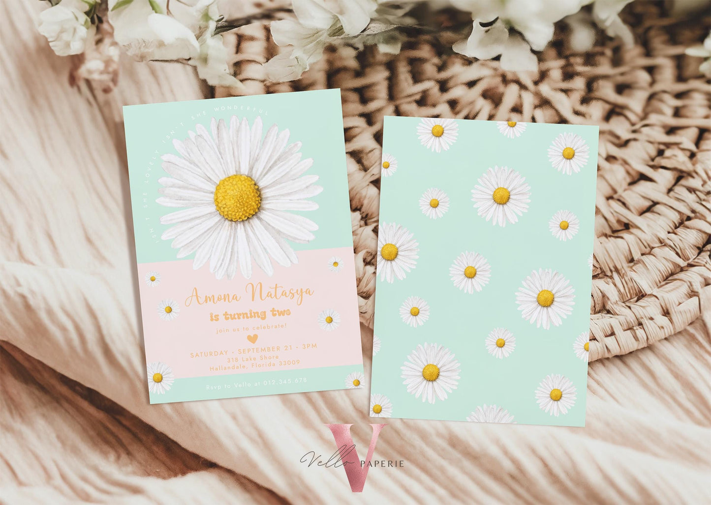 Editable Color Any Age Boho Daisy Birthday Invitation | Wild Daisy Floral Party Invite | Bohemian Daisy Birthday | Isnt She Lovely Wonderful