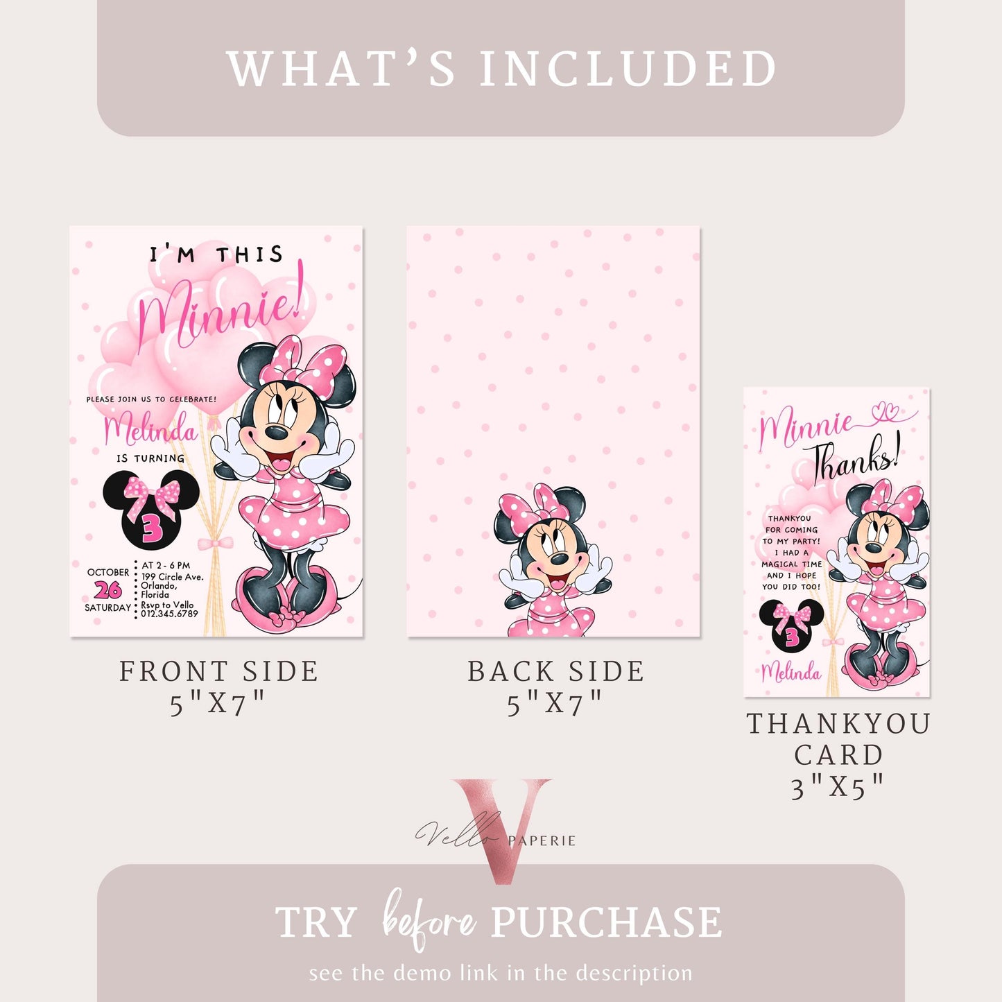 Any Age I'm this Minnie Mouse Birthday Invitation | Editab;e Light Pink Polka Dot Invite, Small Girl Birthday Party Instant Download  MMB02