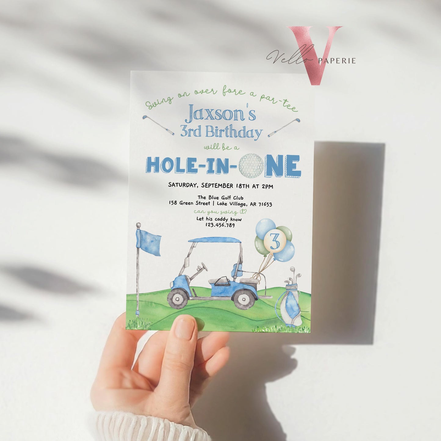 Lets Par-tee Any AGE | Editable Hole In One Birthday Invitation | Golf Any Age Birthday Par-tee Invite | Golfing Masters Party Blue Green