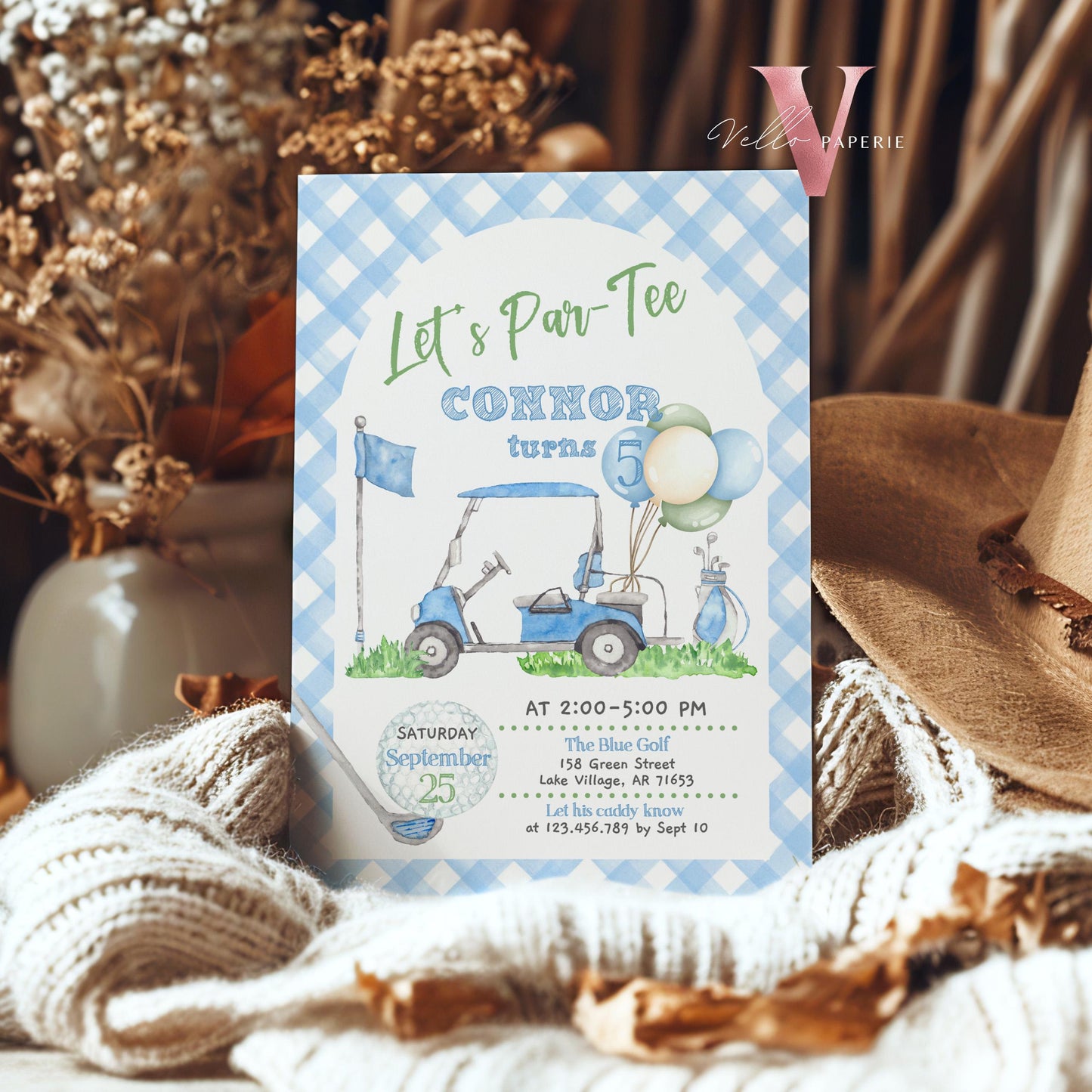 Lets Par-tee Any AGE | Editable Hole In One Birthday Invitation | Golf Any Age Birthday Par-tee Invite | Golfing Masters Party Blue Green