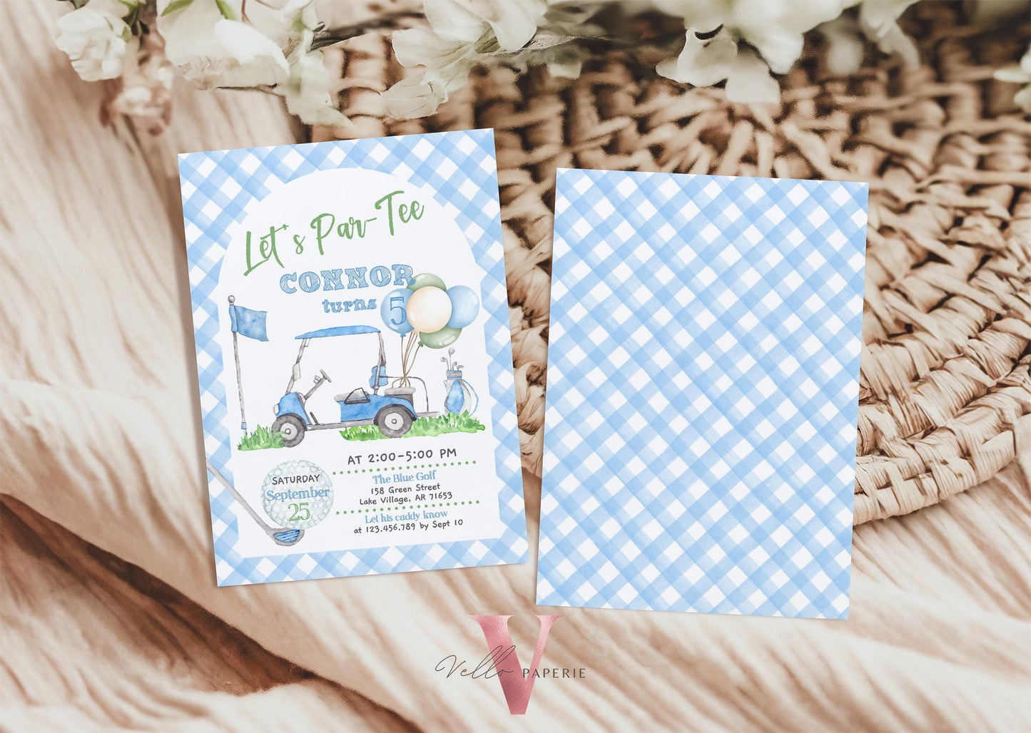 Lets Par-tee Any AGE | Editable Hole In One Birthday Invitation | Golf Any Age Birthday Par-tee Invite | Golfing Masters Party Blue Green