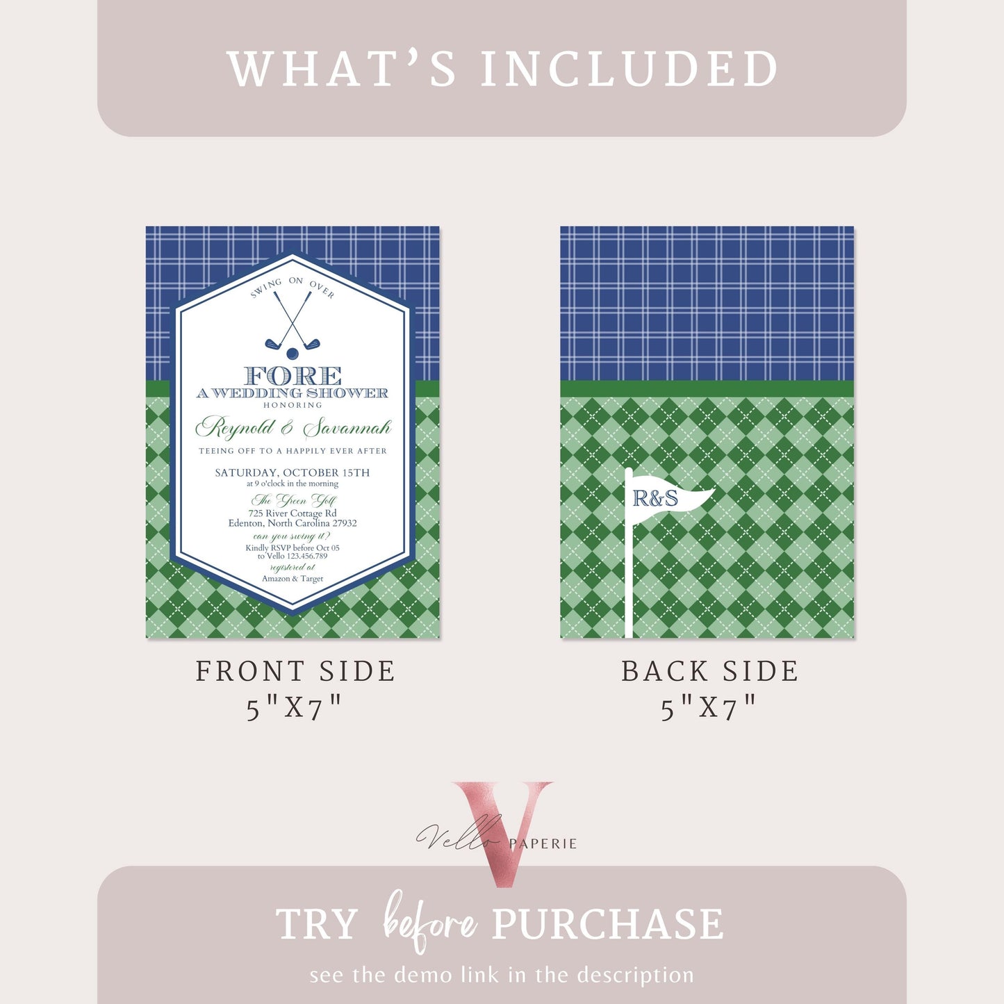 Blue Green GOLF Bridal Shower Par-tee Invitation | Neutral Golf Themed Partee FORE the Bride and Groom | Golf Couple Invite | Wedding Shower