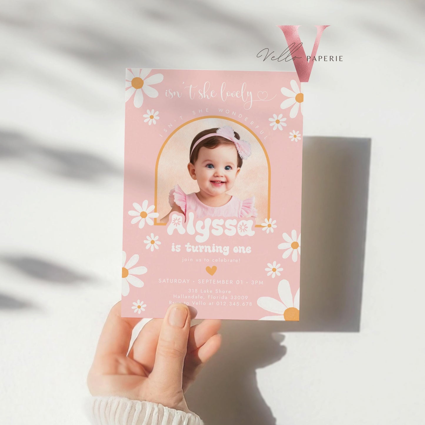 Any Age Photo Daisy Birthday Invitation | Wild Daisy Floral Birthday Invite | Bohemian Daisy Birthday | Isn't She Lovelyy Wonderful Instant