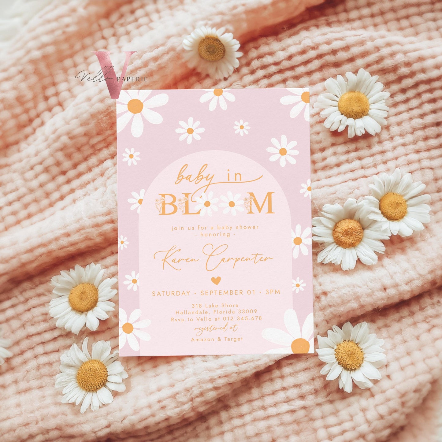 Bundle Daisy Baby Shower Invitation | Baby in Bloom Daisy Baby Shower Invite Pack | Boho Floral Daisy Shower Arch Wildflower Invite Instant