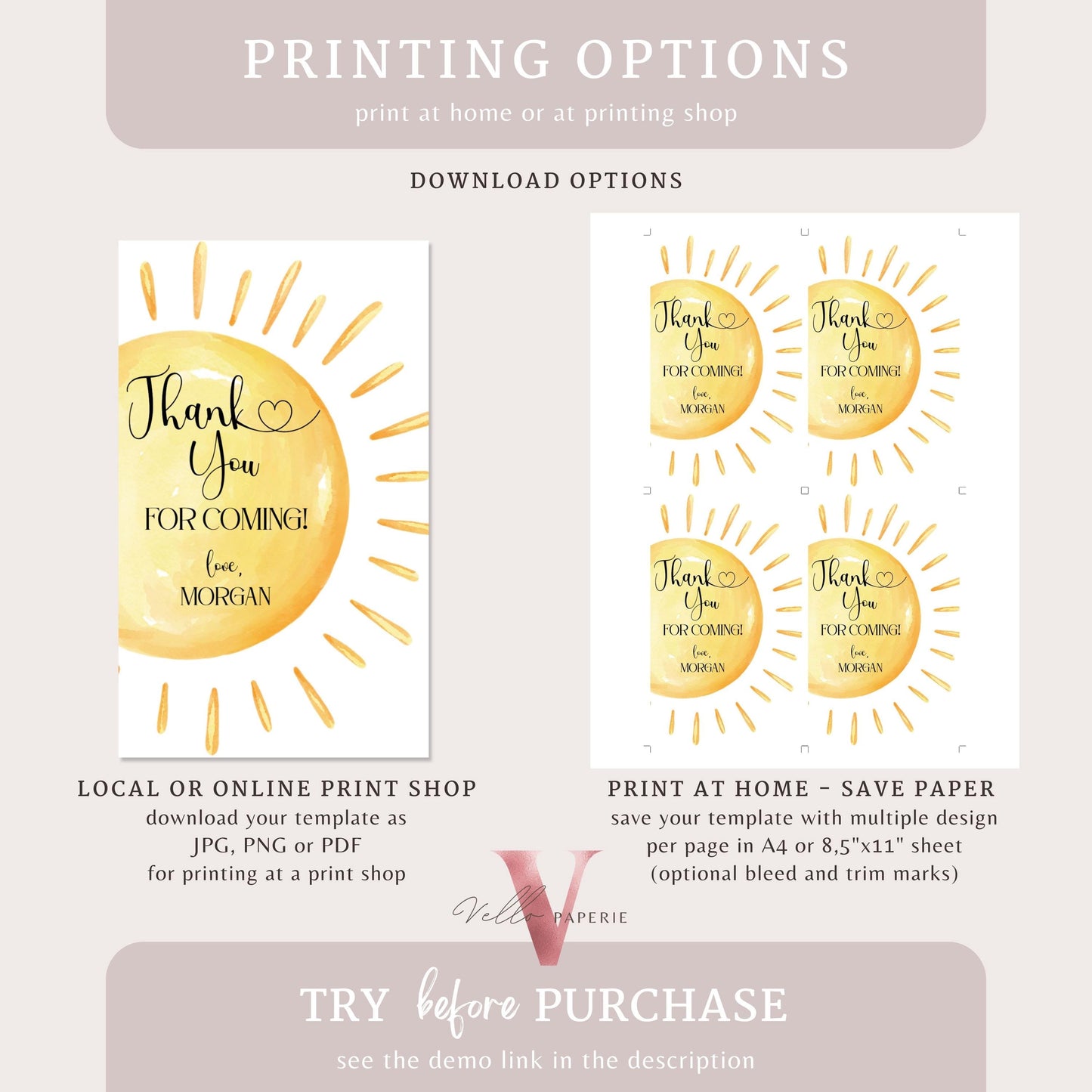 Yellow First Trip Around The Sun Birthday Invitation | Editable 1st Sunshine Invite | Editable Boho Sun Rainbow Boy Girl Instant Template