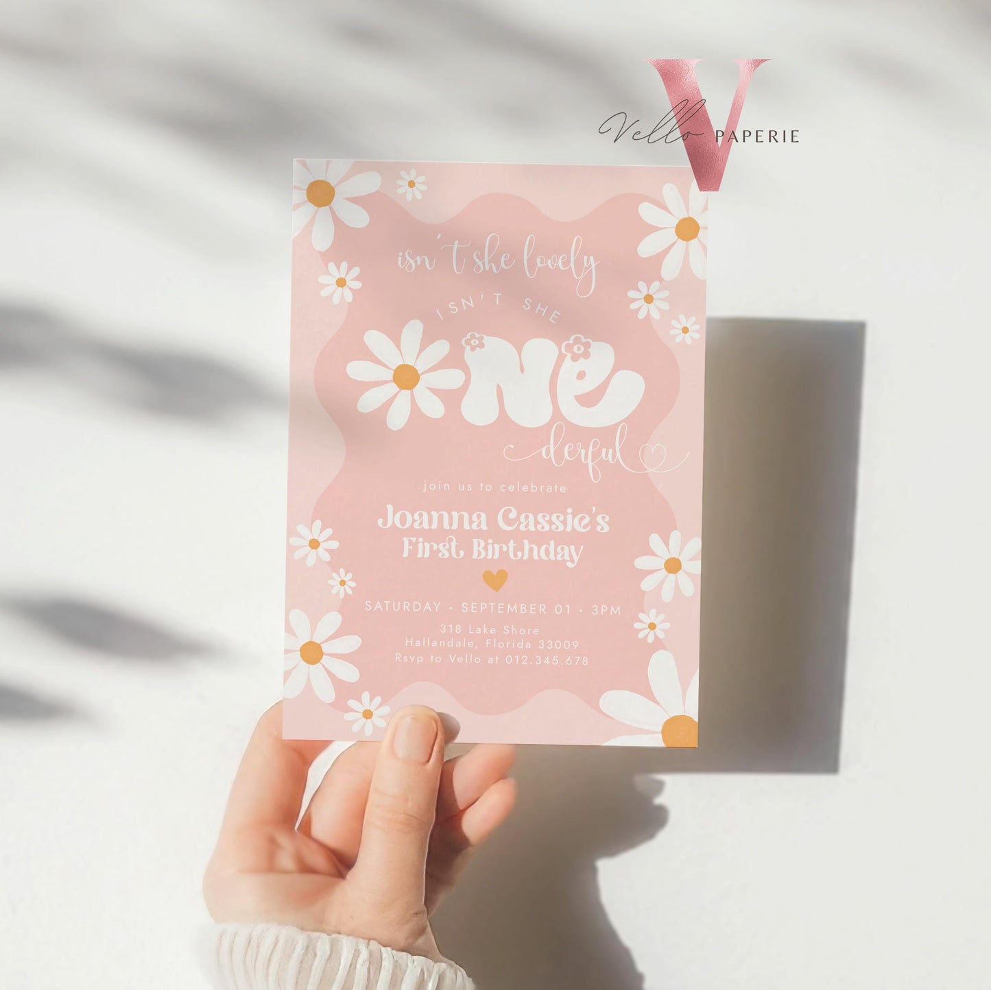 Daisy First Birthday Invite | Wild Daisy Floral 1st Birthday Invite | Bohemian Daisy One Birthday | Isn't She Lovely Onederful Groovy Party