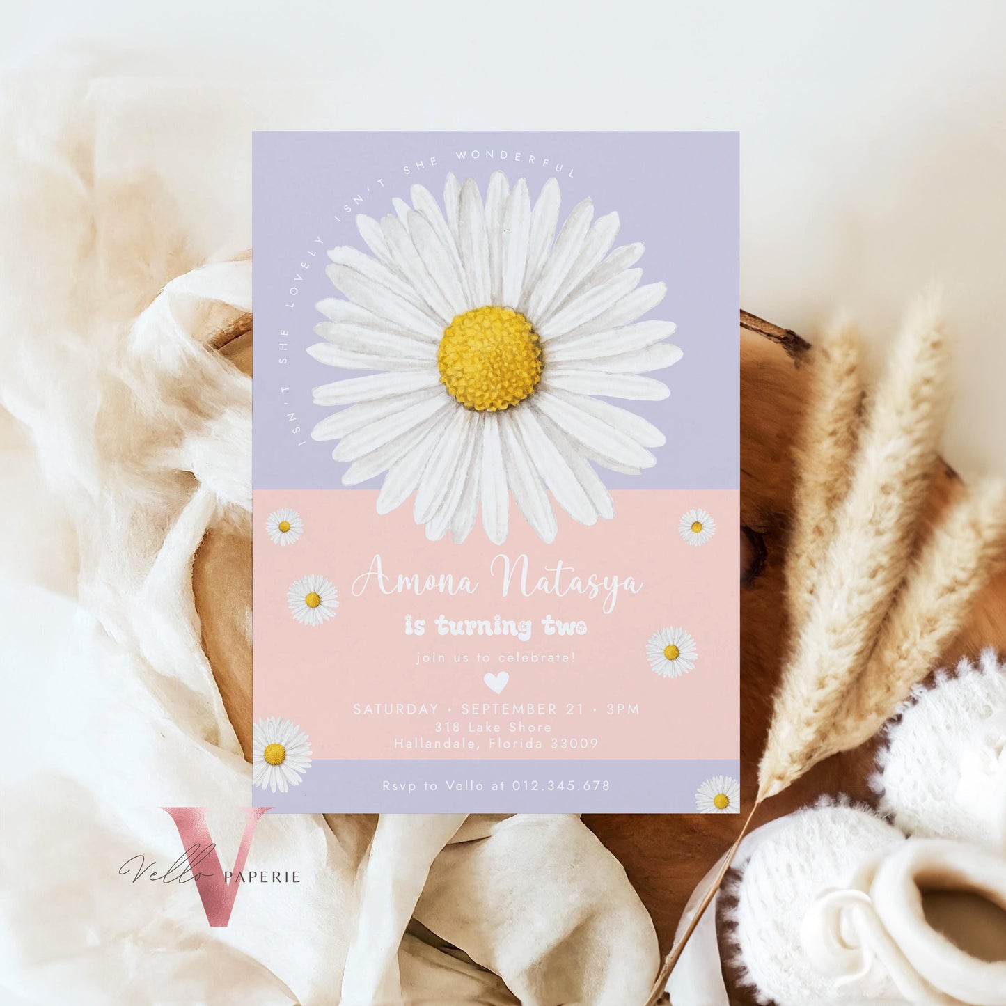 Editable Color Any Age Boho Daisy Birthday Invitation | Wild Daisy Floral Birthday Invite | Bohemian Daisy Birthday | Isn't She Lovely