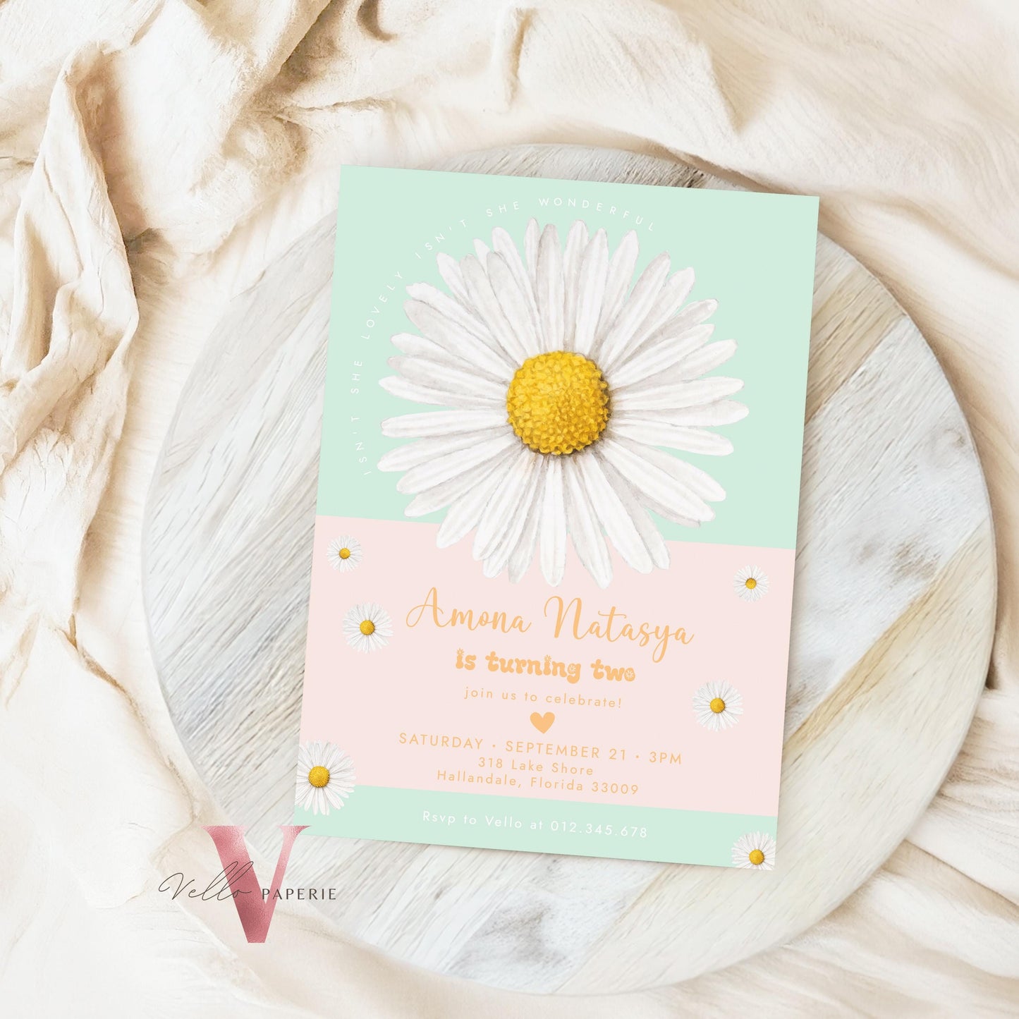 Editable Color Any Age Boho Daisy Birthday Invitation | Wild Daisy Floral Party Invite | Bohemian Daisy Birthday | Isnt She Lovely Wonderful