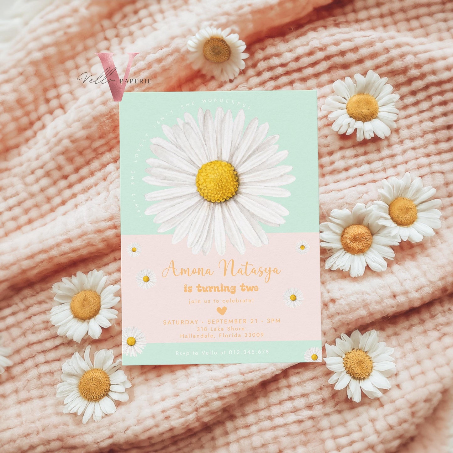 Editable Color Any Age Boho Daisy Birthday Invitation | Wild Daisy Floral Party Invite | Bohemian Daisy Birthday | Isnt She Lovely Wonderful