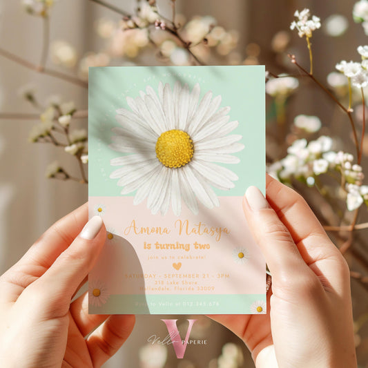 Editable Color Any Age Boho Daisy Birthday Invitation | Wild Daisy Floral Party Invite | Bohemian Daisy Birthday | Isnt She Lovely Wonderful