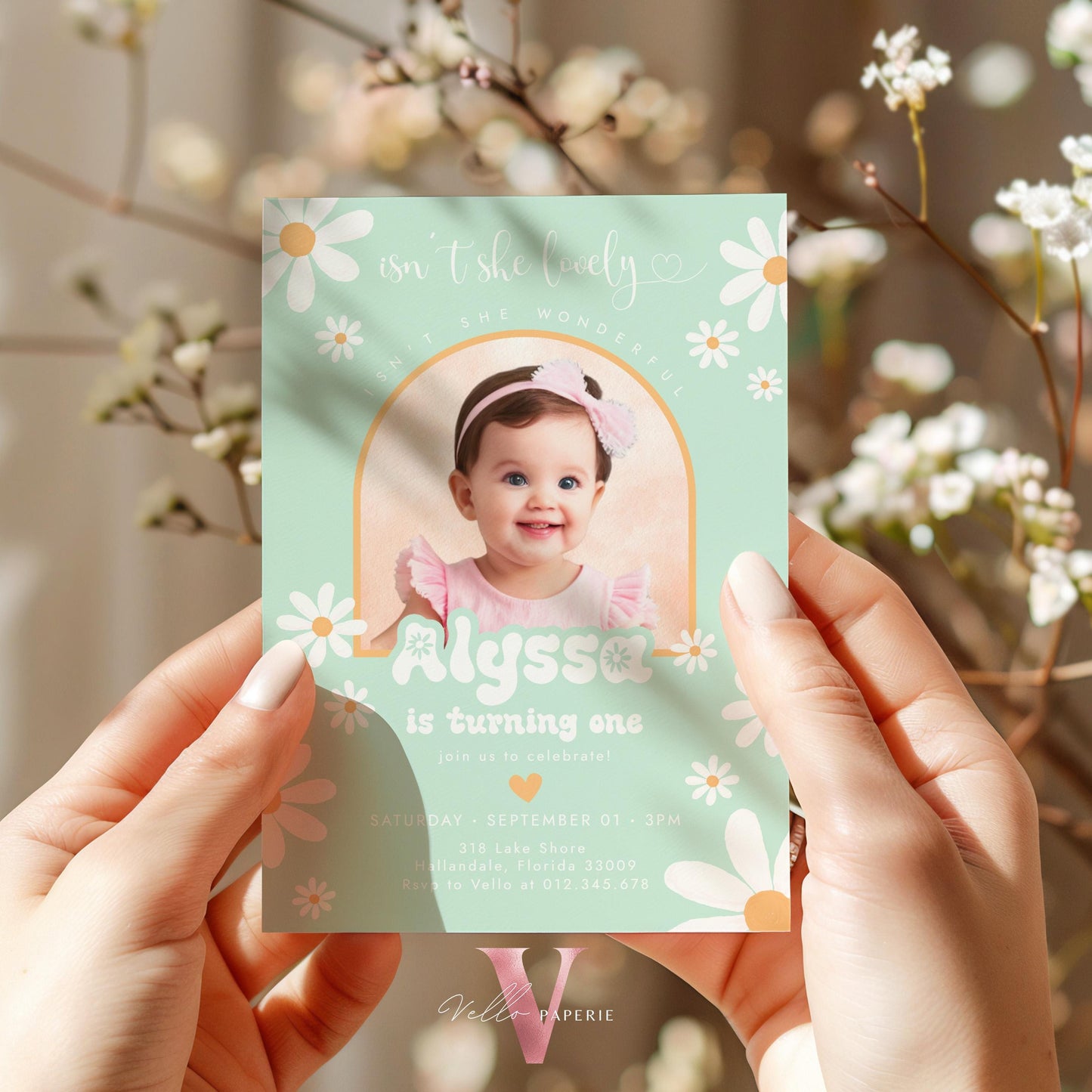 Any Age Photo Daisy Birthday Invitation | Wild Daisy Floral Birthday Invite | Bohemian Daisy Birthday | Purple Isn't She Lovely Wonderful