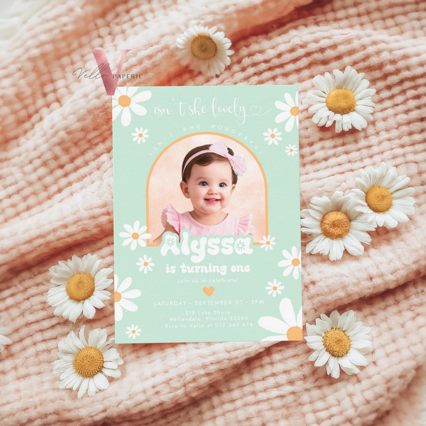 Any Age Photo Daisy Birthday Invitation | Wild Daisy Floral Birthday Invite | Bohemian Daisy Birthday | Purple Isn't She Lovely Wonderful