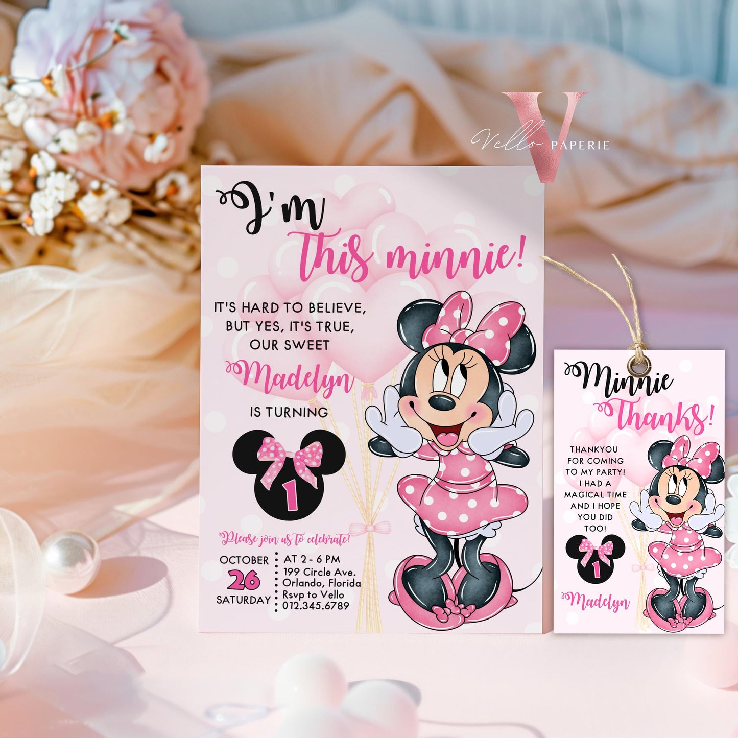 Self Edit Any Age Oh Toodlers Minnie Mouse Birthday Invitation, Light Pink Polka Dot Invite, Girl Birthday Party Instant Template  MMB02