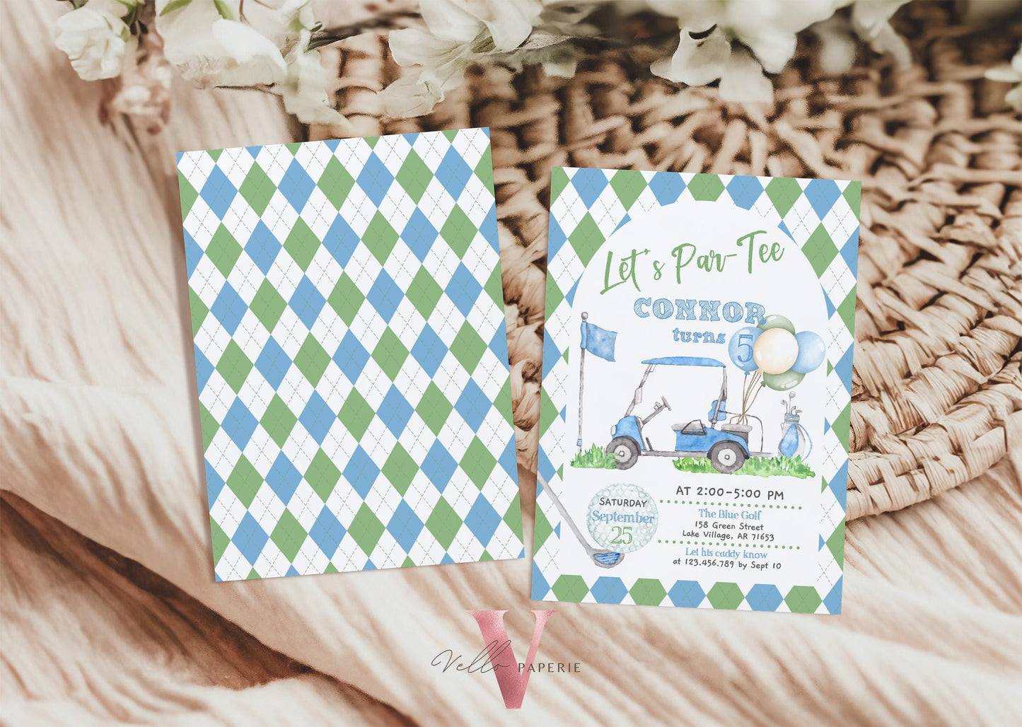 Lets Par-tee Any AGE | Editable Hole In One Birthday Invitation | Golf Any Age Birthday Par-tee Invite | Golfing Masters Party Blue Green