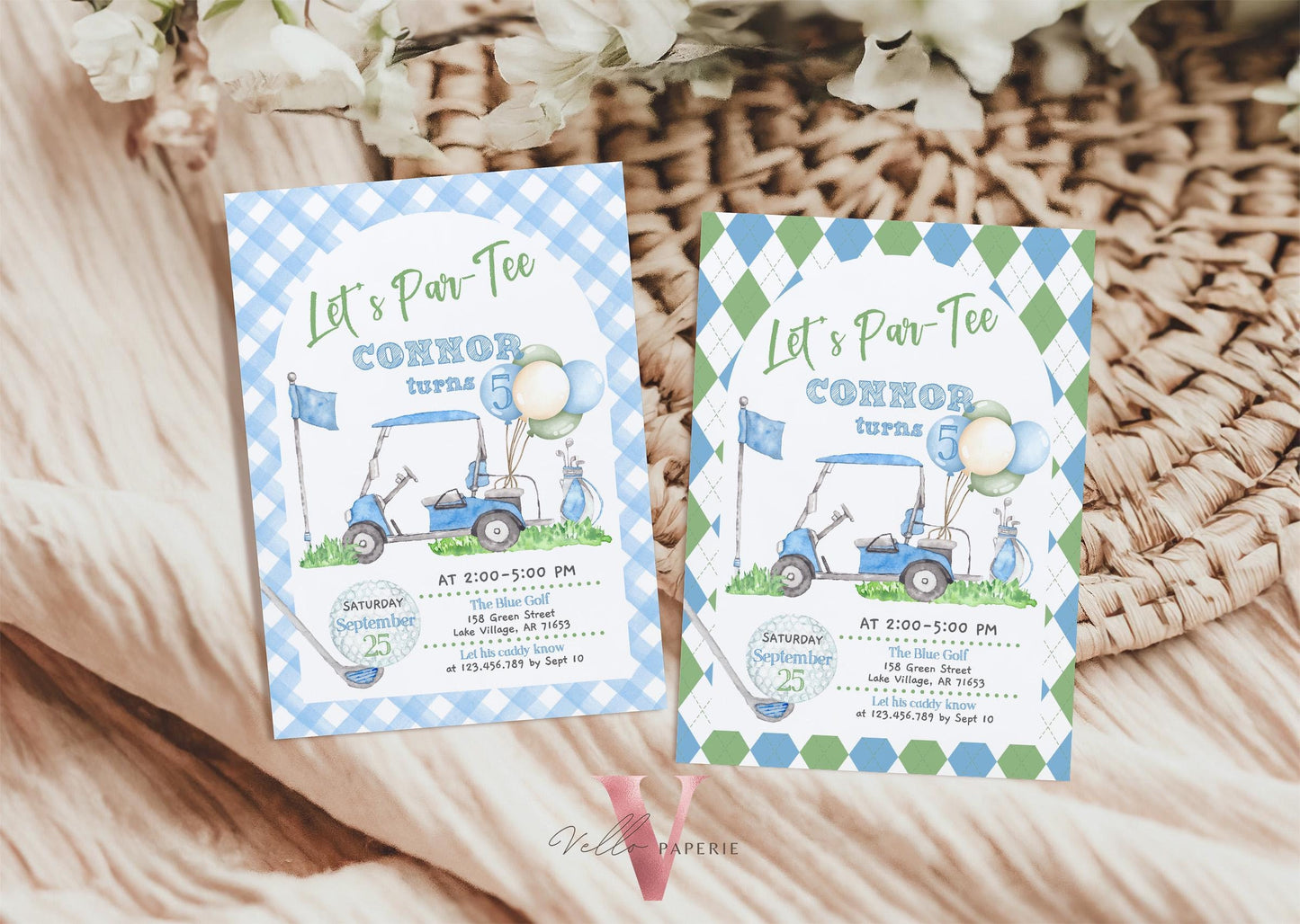 Lets Par-tee Any AGE | Editable Hole In One Birthday Invitation | Golf Any Age Birthday Par-tee Invite | Golfing Masters Party Blue Green