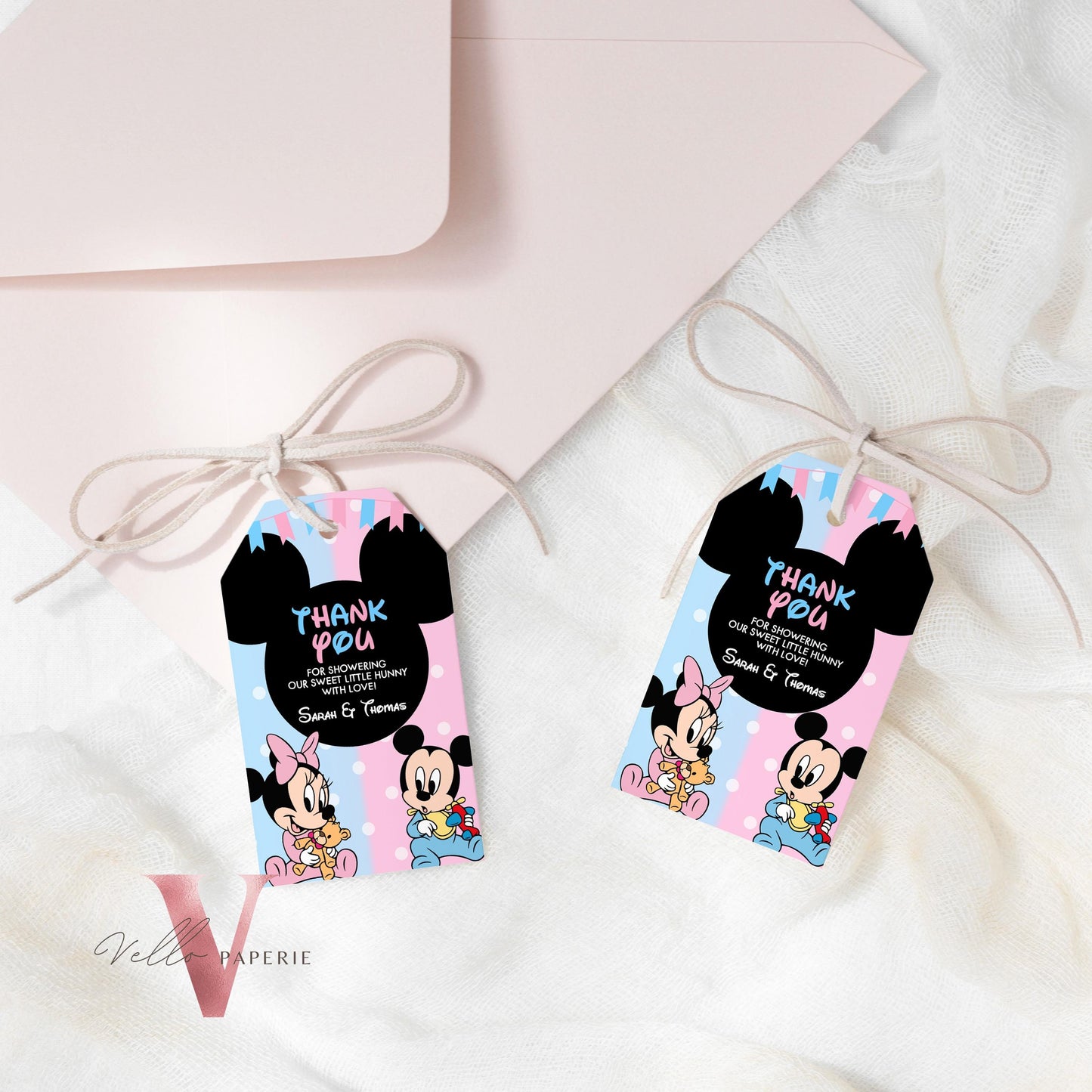 Minnie Mickey Mouse Baby Shower Invitation | Editable Printable Blue Pink Baby Shower Party Invite | Boy or Girl Gender Reveal Party MBS02