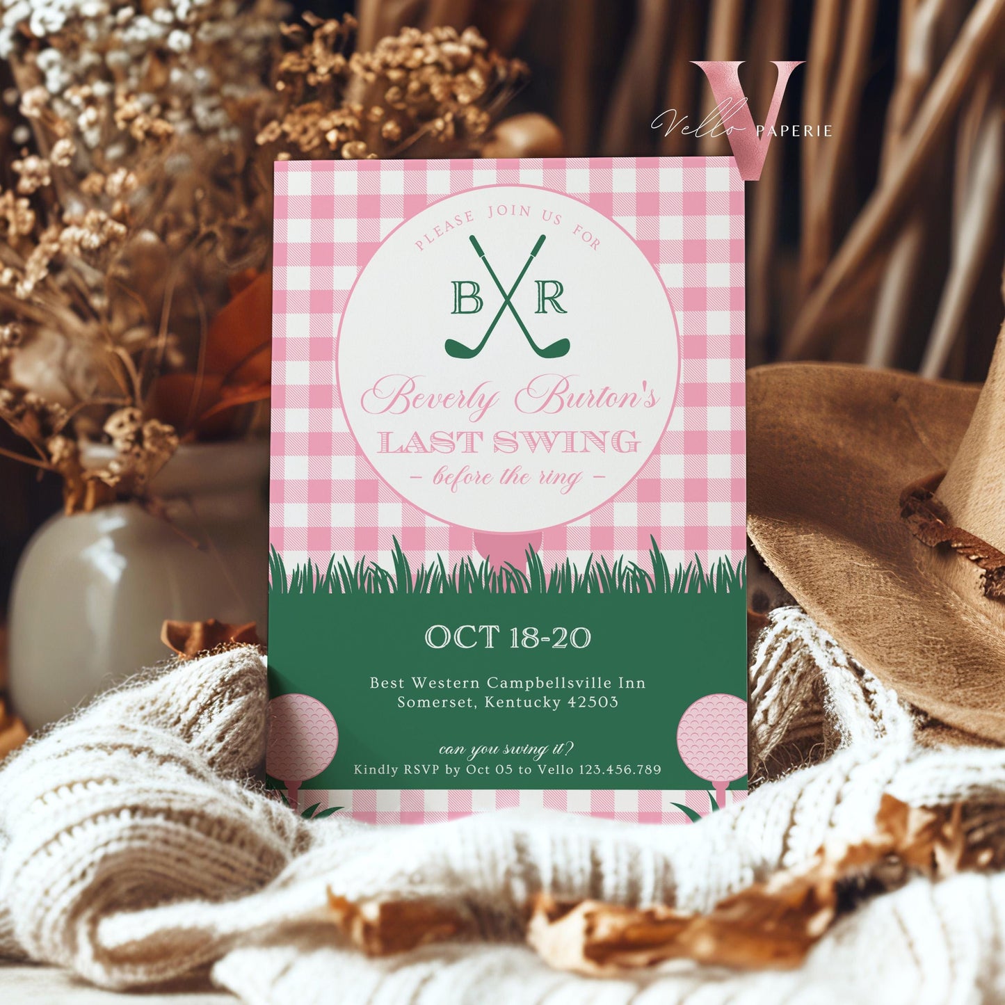 Editable Pink GOLF Bachelorette Invitation | Golf Par-tee FORE Bride's Last Swing | Golf Bachelorette Itinerary | Golf Wedding Shower