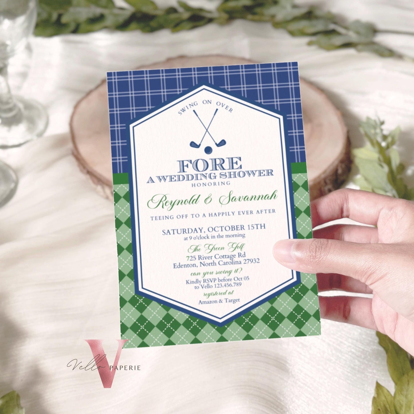 Blue Green GOLF Bridal Shower Par-tee Invitation | Neutral Golf Themed Partee FORE the Bride and Groom | Golf Couple Invite | Wedding Shower