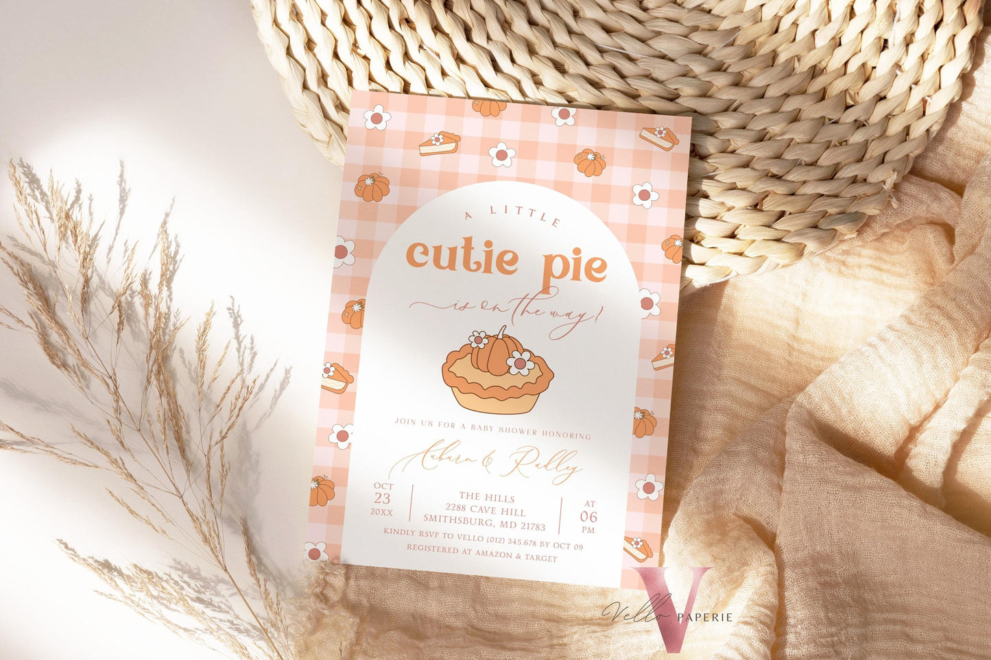 Cutie Pie on the way Baby Shower Invitation | FALL Cutie Pie Baby Shower Invite | Autumn Baby Shower | Gender Neutral Sweet Pie Baby Shower