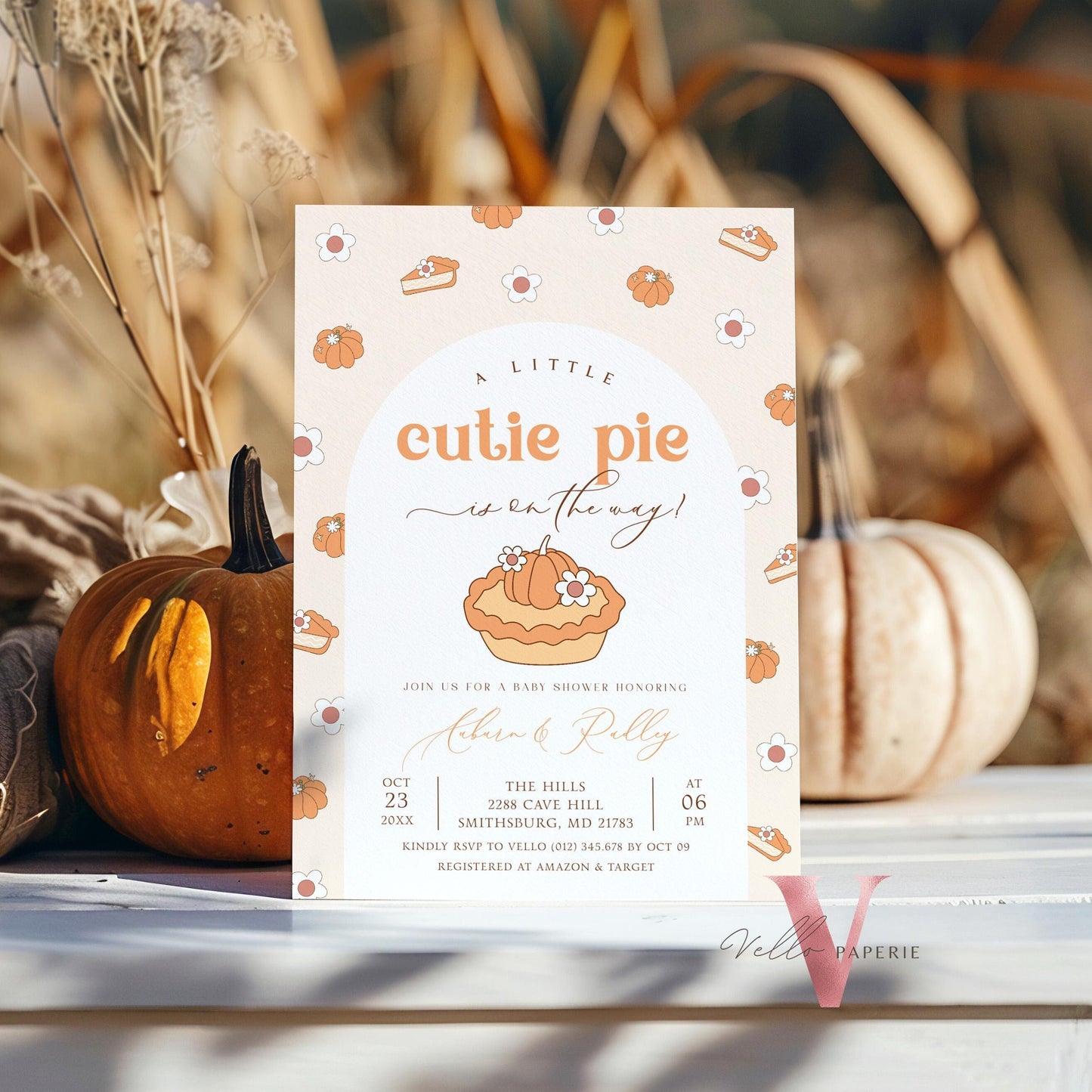 Cutie Pie on the way Baby Shower Invitation | FALL Cutie Pie Baby Shower Invite | Autumn Baby Shower | Gender Neutral Sweet Pie Baby Shower