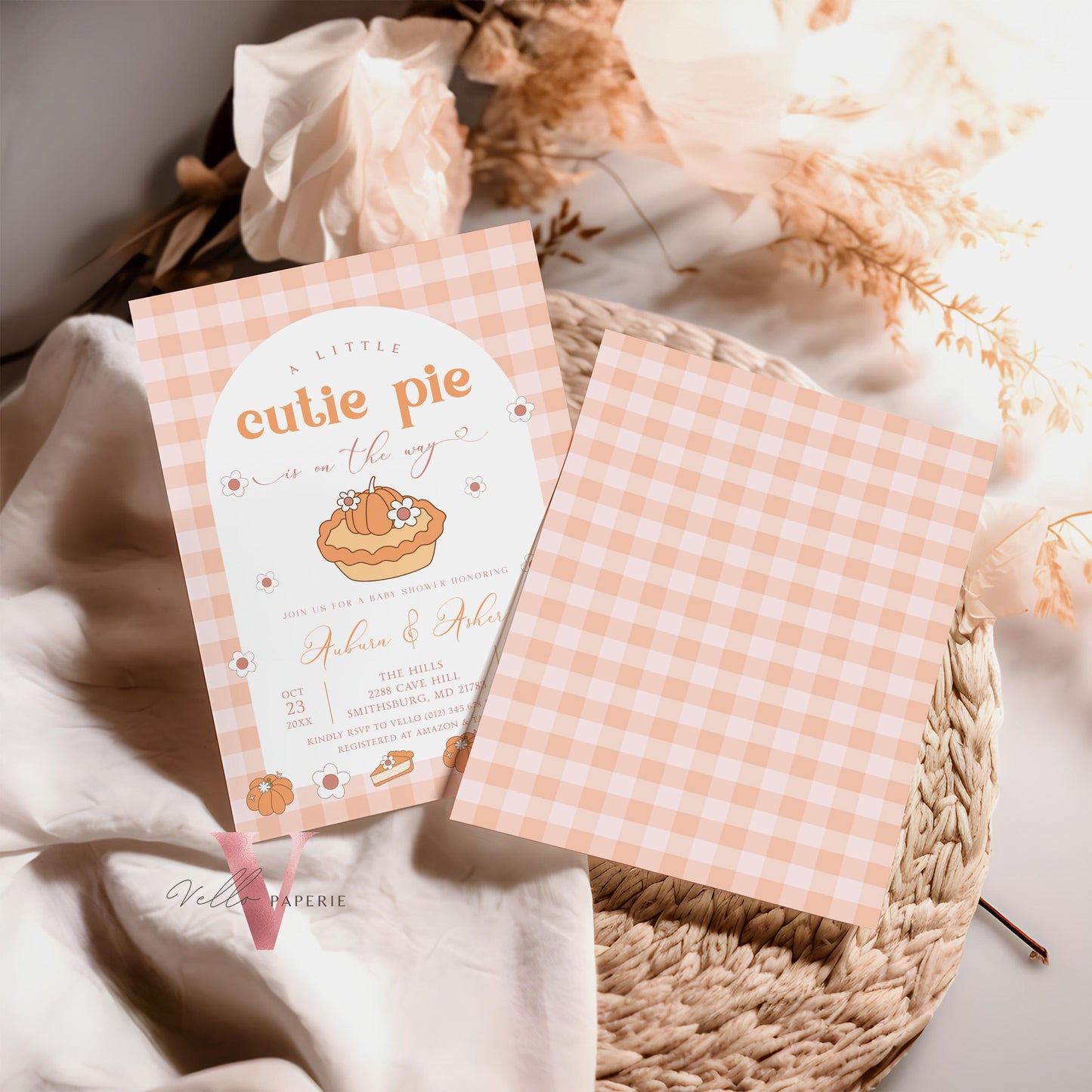 Cutie Pie on the way Baby Shower Invitation | FALL Cutie Pie Baby Shower Invite | Autumn Baby Shower | Gender Neutral Sweet Pie Baby Shower