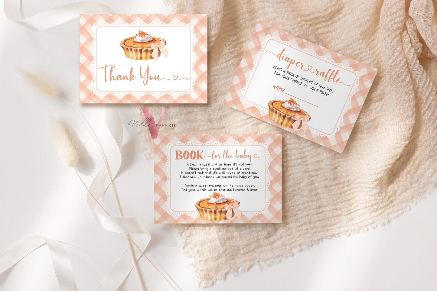 Sweet Cutie Pie on the way Baby Shower Invitation | FALL Cutie Pie Baby Shower Invite | Autumn Baby Shower Gender Neutral Pie Gingham CPB01