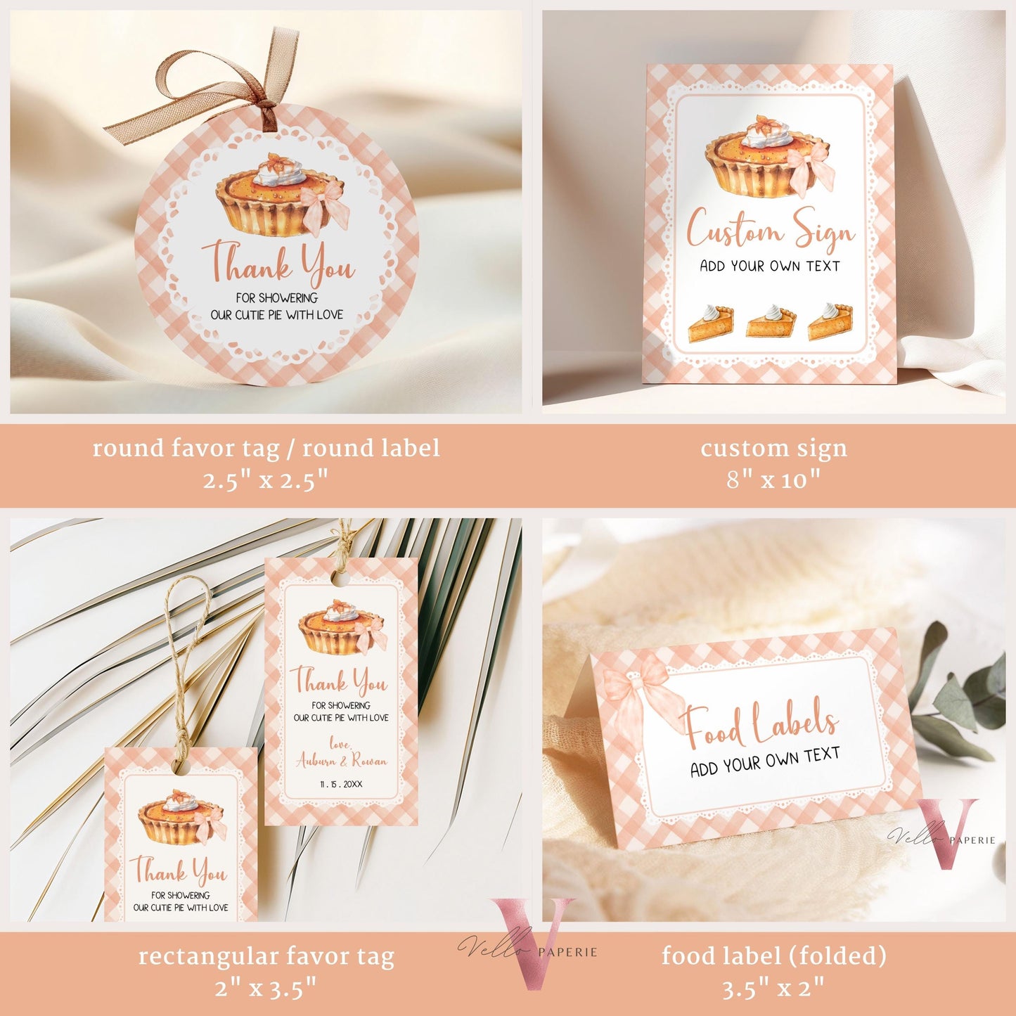 Sweet Cutie Pie Baby Shower Complete BUNDLE | FALL Autumn Cutie Pie Baby Shower Set | Gender Neutral Pie Baby Party Decor Favor Bundle CPB01