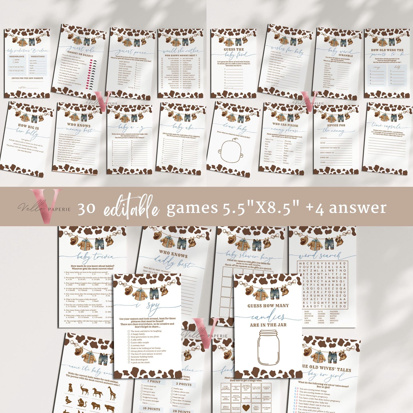 Editable MEGA BUNDLE Cowboy Baby Shower Invitation | Wild West Shower Set | Western Country Rodeo Baby Boy Party Favor Boot Cactus CBB01