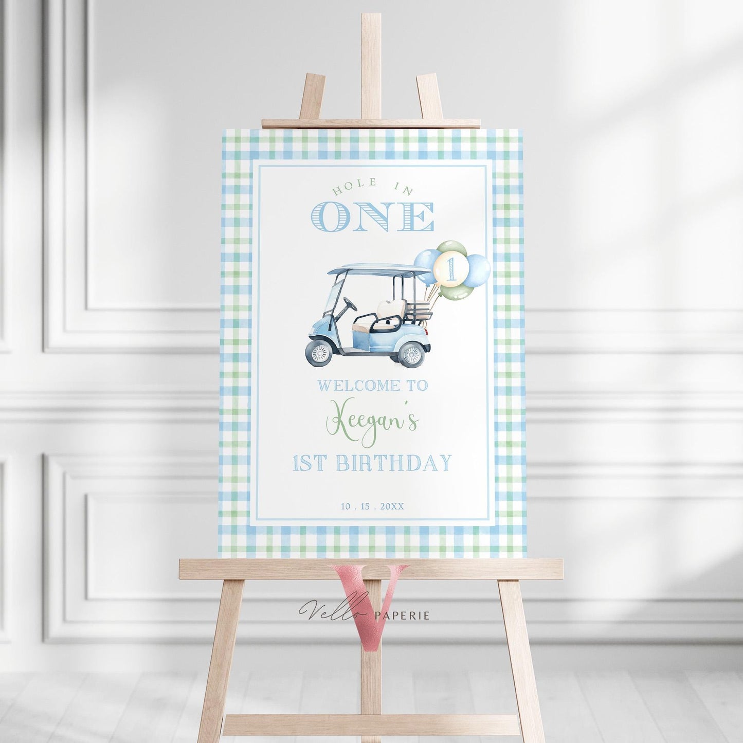 Editable Hole In One Birthday or Baby Shower Bundle | Lets Par-tee Golf ANY AGE Party Decor | Golfing Masters Blue Favors, Invite  BGB01