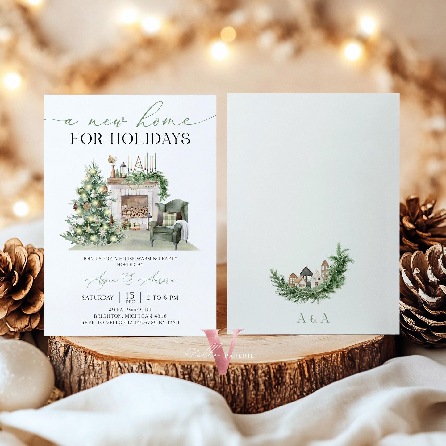 Winter House Warming Invitation | Neutral X'mas Home Sweet Home Party Invite | Modern or Rustic New House Celebration Christmas Decor WHW01