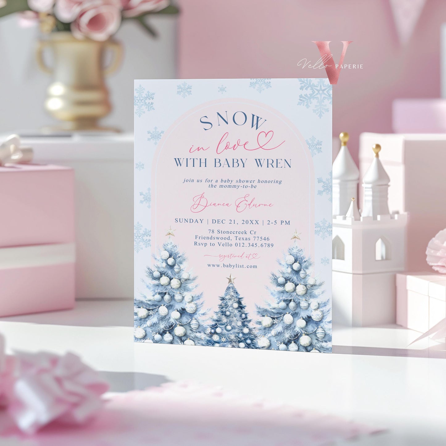 BUNDLE Blue SNOW in LOVE Baby Shower Invitation | It's Cold Outside Shower Invitation | Winter Snowflakes Blue Christmas Baby Shower WBS01