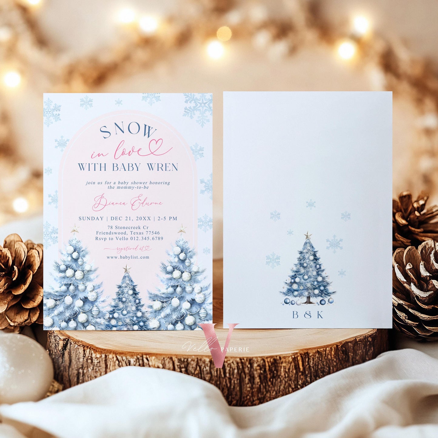 BUNDLE Blue SNOW in LOVE Baby Shower Invitation | It's Cold Outside Shower Invitation | Winter Snowflakes Blue Christmas Baby Shower WBS01