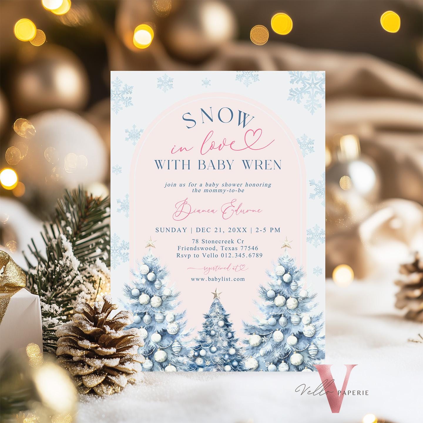 BUNDLE Blue SNOW in LOVE Baby Shower Invitation | It's Cold Outside Shower Invitation | Winter Snowflakes Blue Christmas Baby Shower WBS01